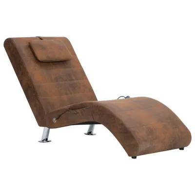 Produktbild von vidaXL Massage Chaiselongue mit Kissen Braun Wildleder-Optik