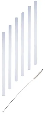 Produktbild von 7tlg. Set Trinkhalme Glas 20cm gerade mit Reinigungsbürste