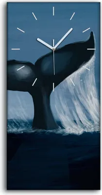 Produktbild von Wandbild Leinwand Bilder mit Uhr Geräuschlos 30x60 Tierischer Meer Wal - weiße Hände