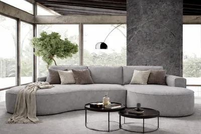 Produktbild von Sofello Modernes Ecksofa Abgerundete Formen MOLLYmit abgerundeter Form in Beige Grau Hellgrau Rostig Gruen Teddystoff - trendige abgerundete Form! Neu 2025 (mit Schlaffunktion)