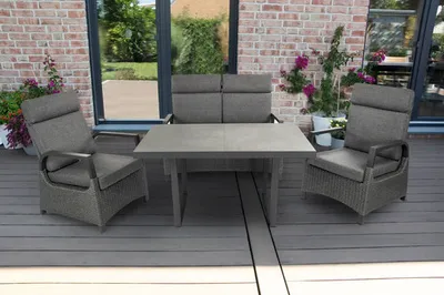 Produktbild von Dining-Set Gartenmöbelset Loungeset bellavista - Home&Garden® 4 -Sitzer Aluminium Polyrattan grau
