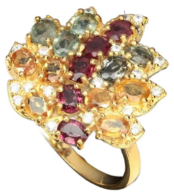 Produktbild von Wunderschöner Ring mit natürlichen Saphiren und Zirkonia, 16,5