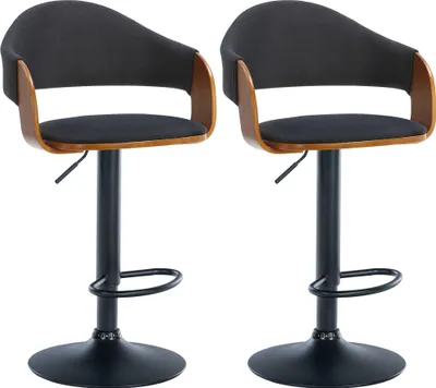 Produktbild von 2er Set Barhocker Nilse Stoff chrom - walnuss/schwarz