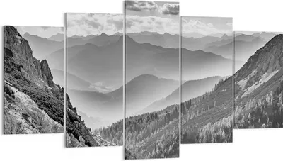 Produktbild von Bild auf Leinwand - Leinwandbild - 5 Teile - Schwarzweiß Landschaft Berge - 160x85cm - Wand Bild - Wanddeko - Wandbilder - Leinwanddruck - Bilder - Wanddekoration - Leinwand bilder - EA160x85-4560
