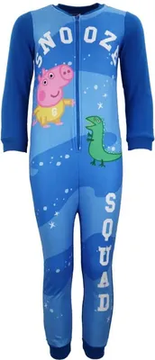 Produktbild von Peppa Wutz George Dino Kinder Fleece Einteiler Schlafanzug Pyjama – Blau / 92/98