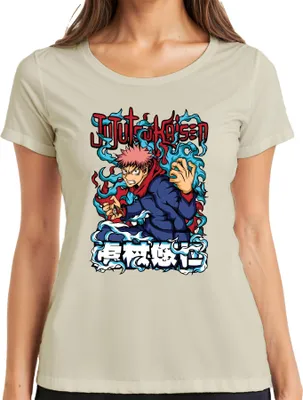 Immagine prodotto di Maglietta da donna con stampa "Jujutsu Kaisen Yuji Itadori" (anime/manga) per fan, colore naturale, taglia L