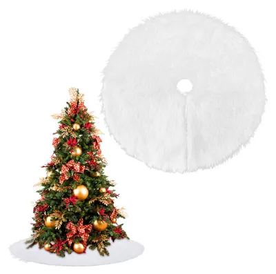 Productafbeelding van Eikuavons kerstboomkleed, 78 cm, van witte, pluizige stof met klittenbandsluiting, zacht kerstboomkleed voor feestelijke decoratie