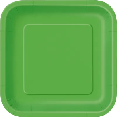 Produktbild von Viereckige Partyteller Pappteller 14 Stück grün 23x23cm