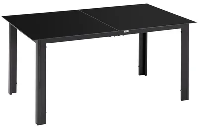 Image de Table d'extérieur en aluminium - Table de terrasse - Table de balcon - Mobilier de jardin - Table pour l'extérieur - Plateau en verre trempé - Pour 6 personnes