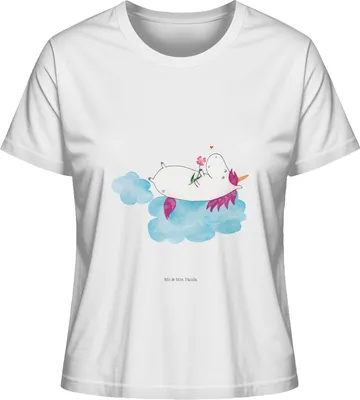 Produktbild von Mr. & Mrs. Panda Oberteil Damen Einhorn Verliebt Größe S - Weiß - Geschenk, Liebe, T-Shirt für Frauen, Unicorn, shirt, Basic, Liebesbeweis, Mit Spruch, Freundin