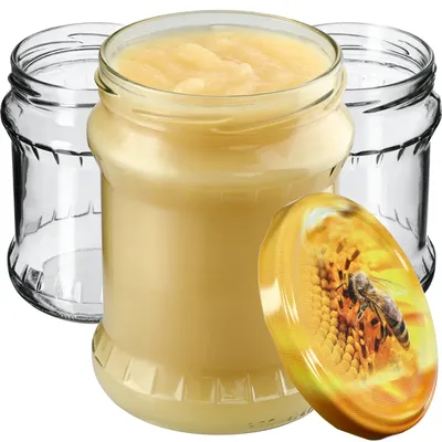 Produktbild von KADAX Einmachgläser mit Deckel "Kisko", Marmeladengläser, Einweckgläser, 500 ml, Biene, 48 Stück