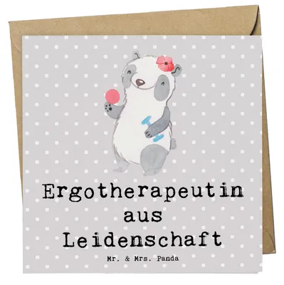 Produktbild von Mr. & Mrs. Panda Klappkarte Ergotherapeutin Leidenschaft - Grau Pastell - Geschenk, Grußkarte, Lustig, Ausbildung, faltkarte, anlasskarte, Glückwunschkarte, Witzig, Beruf