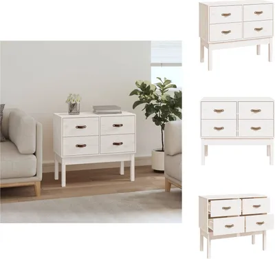 Produktbild von vidaXL Konsolenschrank Weiß 90x40x78 cm Massivholz Kiefer - Sideboards