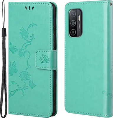 Produktbild von Samsung Galaxy A53 Hülle - Coverup Blumen & Schmetterlinge Klapphülle - Mintgrün
