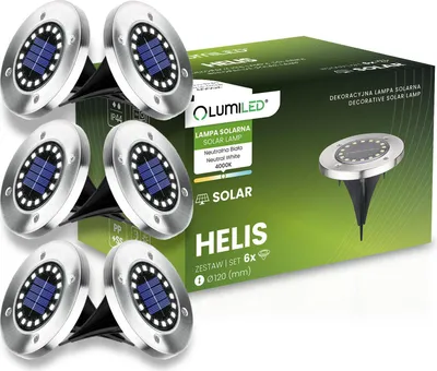 Produktbild von Zestaw 6x Lampki Solarne Ogrodowe LED HELIS Wbijane Dyski Dogruntowe 4000K IP44 LUMILED