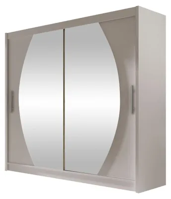 Produktbild von MIRJAN24 Schwebetürenschrank London IV, Kleiderschrank mit zwei Türen, Frontspiegel, Schlafzimmer (Farbe: Cashmere / Spiegel, ohne Beleuchtung)