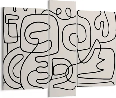 Produktbild von Bild auf Leinwand - Leinwandbild - 3 Teile - Linien Figuren Formen - 95x80cm - Wand Bild - Wanddeko - Wandbilder - Leinwanddruck - Bilder - Wanddekoration - Leinwand bilder - Wandbild - CB95x80-5121
