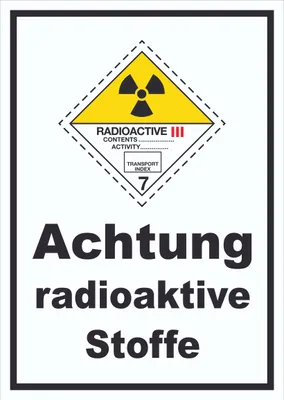 Produktbild von Schild radioaktive Stoffe Radioactive III-GELB hochkant A0 Rückseite selbstklebend