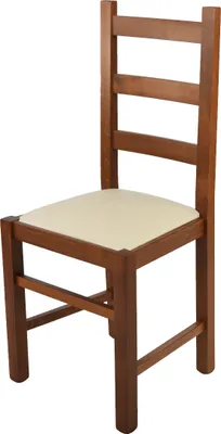Produktbild von t m c s Tommychairs - Stuhl RUSTICA für Küche und Esszimmer, robuste Struktur aus Buchenholz, in der Farbe Helles Nussbraun lackiert und gepolsterte Sitzfläche mit  Kunstleder in der Farbe Elfenbein bezogen