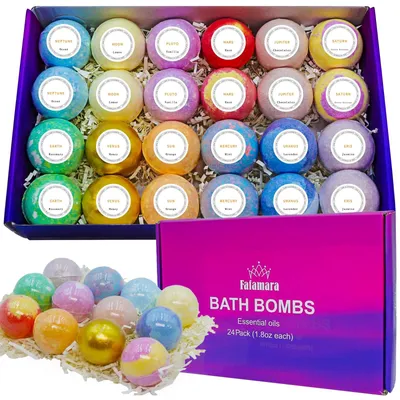 Produktbild von Badebomben-Set, 24 Stück – Natürliche Inhaltsstoffe – Ätherische Öle