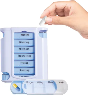 Produktbild von Lifemed 7-Tage-Tablettenbox Kunststoff weiß / blau