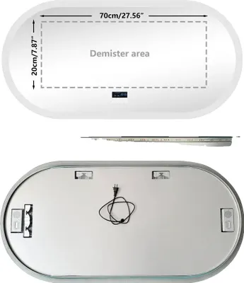 Obrázok produktu pre Oválne kúpeľňové zrkadlo, integrovaný reproduktor Bluetooth, nastaviteľné osvetlenie, 1200x600 mm