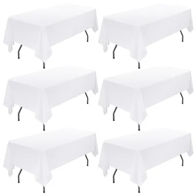 Obrázok produktu pre Obrus obdĺžnikový, 153x320 cm, biely, 6 kusov, polyester, umývateľný, nežehliaci sa