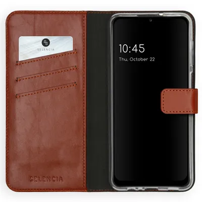 Immagine prodotto di Selencia Custodia a libro in vera pelle Samsung Galaxy A12 - Marrone chiaro