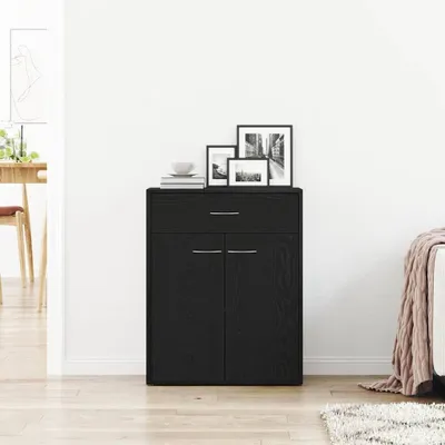 Immagine prodotto di Credenza vidaXL nera effetto rovere 60 x 30 x 75 cm in materiale composito