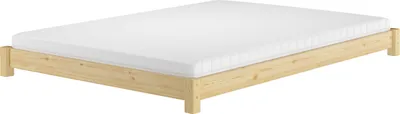 Produktbild von Flaches Futon-Doppelbett Bodenbett Niedrigbett 140x200 Kiefer massiv V-60.51-14Rollrost und Matratze inkl.