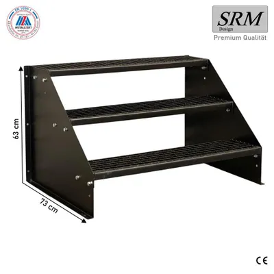 Immagine prodotto di scala a 3 gradini modello 1 scala in acciaio autoportante larghezza 110 cm altezza 63 cm completamente nera