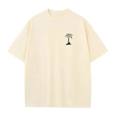Produktbild von ASKSA Herren Tshirt Sommer Oversize T-Shirts Rundhals Kurzarm T Shirt mit Kokosnussbaum Drucken Basic Shirts (Apricot,XXL)