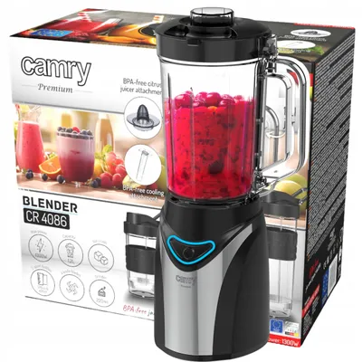 Produktbild von 1300-W-Standmixer mit Zubehör: Trinkflaschen, Zerkleinerer, Entsafter