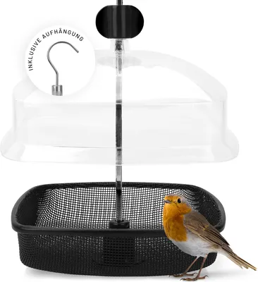 Produktbild von WILDLIFE HOME Futterspender für Mehlwürmer - Futtersäule für Vögel mit Regenschutz zum Aufhängen, Futterstation zur ganzjährigen Wildvögel Fütterung