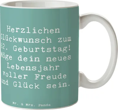 Produktbild von Mr. & Mrs. Panda Tasse Spruch 62. Geburtstag - Meeresbrise - Geschenk, Trinkbecher, Teetasse, Kaffeetasse, Geburtstagsgeschenk, gute Wünsche, Pott, Geburtstagsspruch