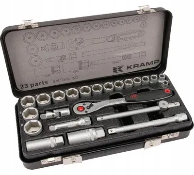 Produktbild von Kramp Steckschlüsselsatz 3/8 Zoll 23-teilig Profi Werkzeug