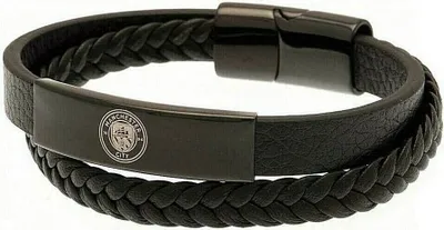 Image de Manchester City FC - Armoiries - Bracelet, cuir BS4246 (taille unique) (Noir)