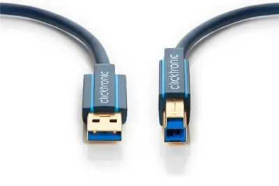 Produktbild von ClickTronic 0.5m USB3.0 A - B m/m, 0,5 m, USB A, USB B, USB 3.2 Gen 1 (3.1 Gen 1), Männlich/Männlich, Blau