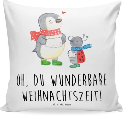Produktbild von Mr. & Mrs. Panda Sofa Kissen Smörle Winterzeit - Weiß - Geschenk, Sofakissen, Weihnachten, Polster, Kuschel, Weihnachtszeit, kuschelkissen 40x40, Weihnachtsgruß, Grüße