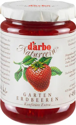 Produktbild von Darbo Naturrein Erdbeeren Konfitüre Extra 450g – Erdbeermarmelade