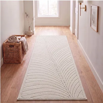Produktbild von Kurzer Teppich Läufer 80x250 cm Creme für Wohnzimmer und Schlafzimmer