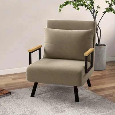 Zdjęcie produktu dla Łóżko tapicerowane - Łóżko z pojemnikiem - Łóżko gościnne - Rozkładana sofa - Sofa do salonu - Duży rozmiar - Podłokietniki drewniane