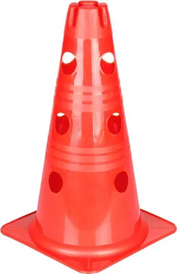 Image de Lot de 4 cônes Vario de 30 cm, avec trous, de couleur rouge