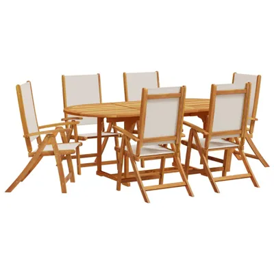 Produktbild von "SALE 2026" 7-tlg. Garten-Essgruppe - elegantes Design - Sitzgruppe/Gartenmöbel-Set - Massivholz Akazie und Textilene - Terassenmöbel DEMöbel202140