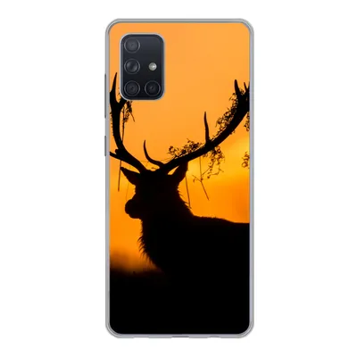 Produktbild von MuchoWow® Handyhülle Schutzhülle Hülle für Samsung Galaxy A51 Hirsch - Orange - Scherenschnitt - Tiere - Natur Silikon Softcase Handy Hülle - Schutzabdeckung