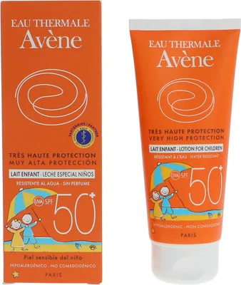 Produktbild von Avene Children’s SPF 50 Sun Milk, Sonnenmilch, Tube, Empflindliche Haut, 100 ml, Kinder, AVENE THERMAL SPRING WATER (AVENE AQUA). C12-15 ALKYL BENZOATE. COCO-CAPRYLATE/CAPRATE. METHYLENE...
