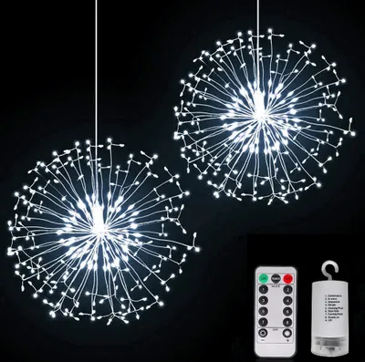 Produktbild von Feuerwerk Lichterkette LED Starburst Licht 8 Lichtmodi Innen Garten Party Weihnachten Deko, Weiß