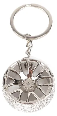 Image de Porte-clés fantaisie pour voiture, avec strass, design élégant. Accessoire de décoration universel pour clés de voiture, idéal pour les femmes. Couleur : blanc