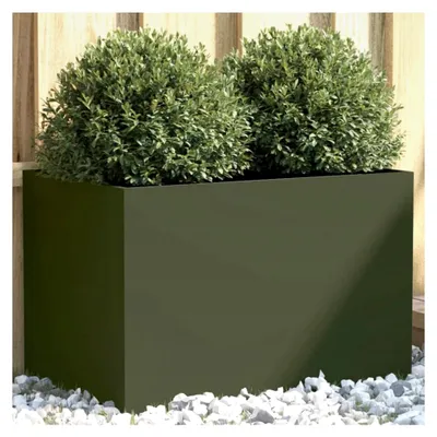 Produktbild von Pflanzkübel Olivgrün 62x40x39 cm aus Stahl für Außenbepflanzung