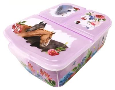 Produktbild von Theonoi Pferd Lunchbox mit Fächern – Kinder Brotdose mit Unterteilung, BPA-frei –für Mädchen Schule/Kindergarten